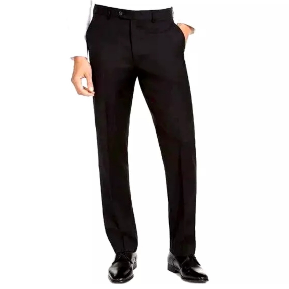 Michael Kors Men Pants Size 40 x 30 Black Wool Blend Airsoft Stretch Trouser